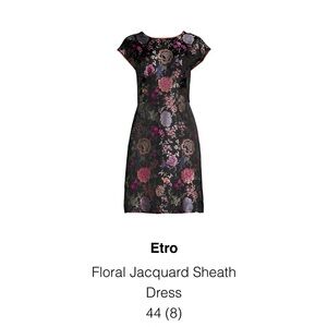 ETRO Floral Jacquard Sheath Dress, size 44(8) NWT